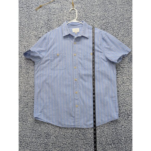 Lucky Brand Button Up Shirt Mens LG Short Sleeve Travel Golf Beachy Western Blue - Picture 9 of 11